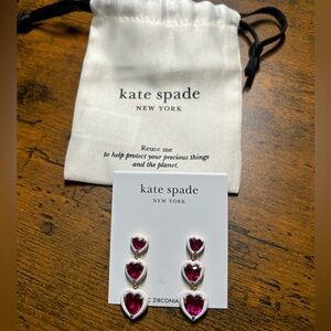 NEW MSRP $98 Kate Spade Sweetheart Linear Heart Earrings, Red